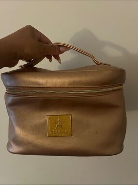 Jeffree Star Metallic Rose Gold Makeup Case with Gold Logo